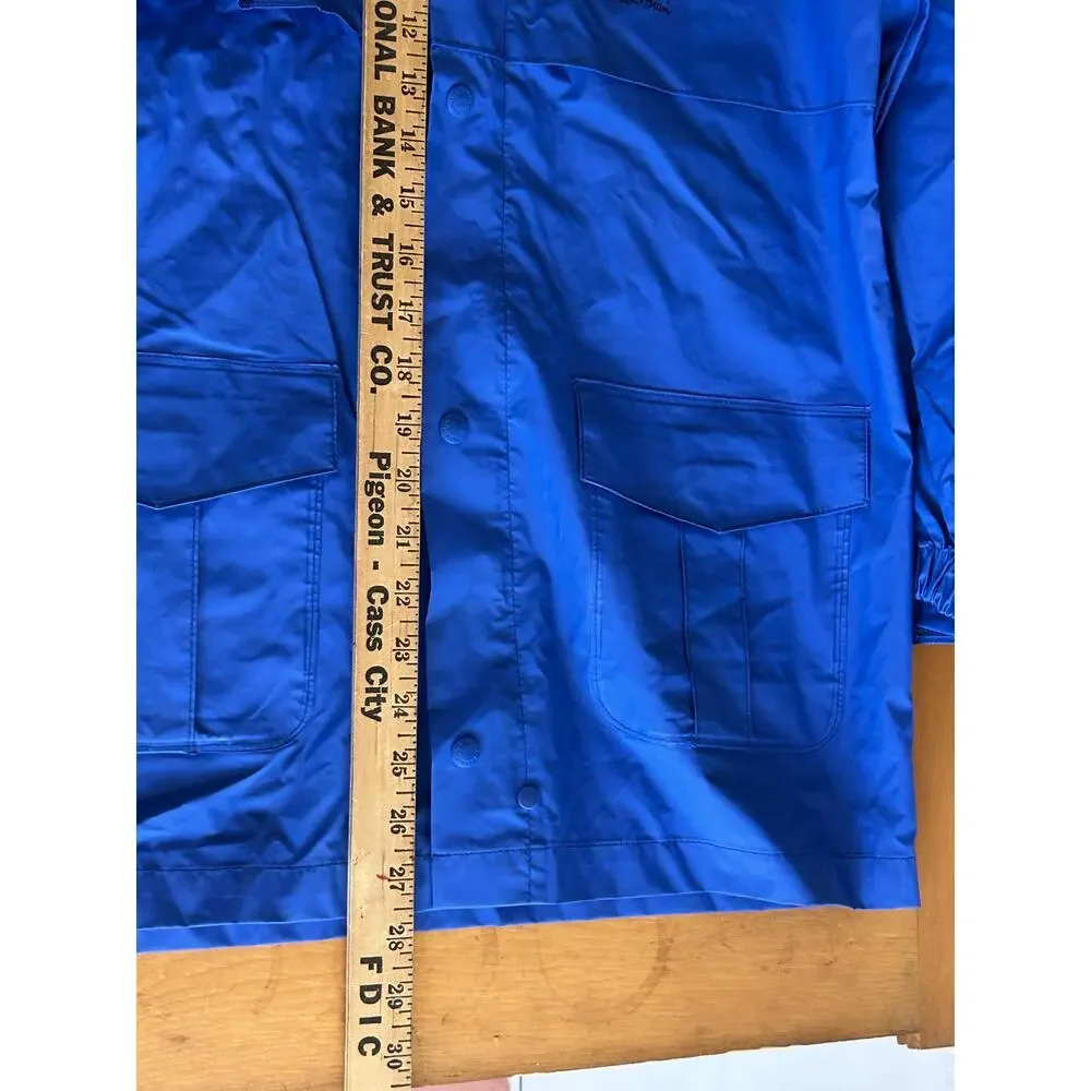 L.L. Bean Kids M/10-12 Raincoat, Blue, vented with hood with cap